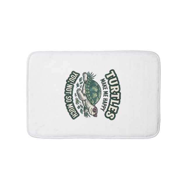 Funny Turtle Make Me Happy Vintage  Bath Mat (Front)