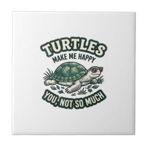 Funny Turtle Make Me Happy Vintage  Ceramic Tile