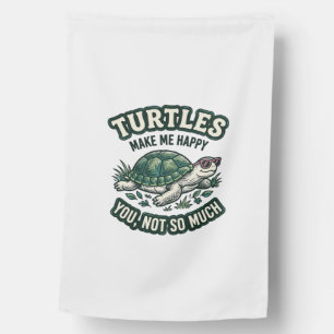 Funny Turtle Make Me Happy Vintage  House Flag