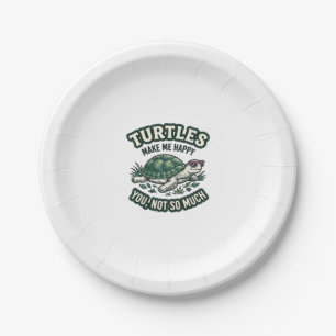 Funny Turtle Make Me Happy Vintage Paper Plates