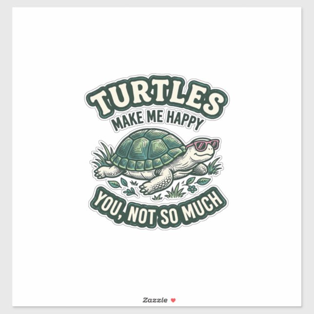 Funny Turtle Make Me Happy Vintage  Sticker (Sheet)