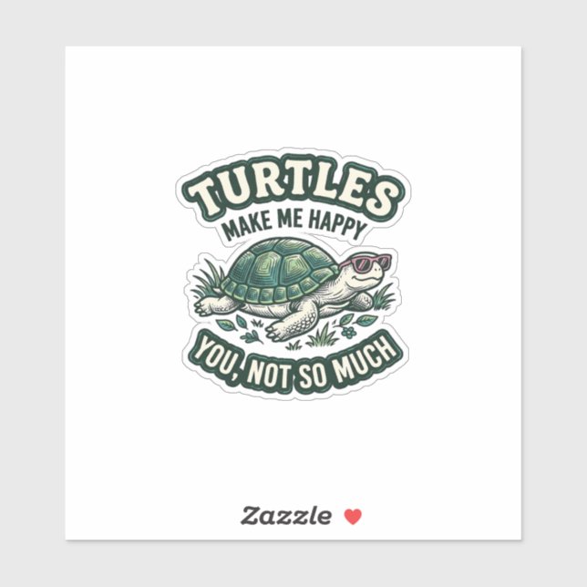 Funny Turtle Make Me Happy Vintage  Sticker (Sheet)