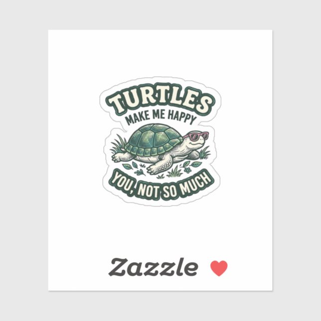 Funny Turtle Make Me Happy Vintage  Sticker (Sheet)