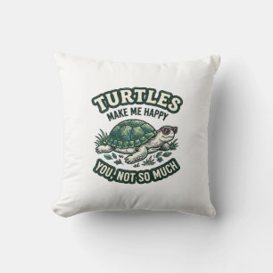 Funny Turtle Make Me Happy Vintage Throw Pillow