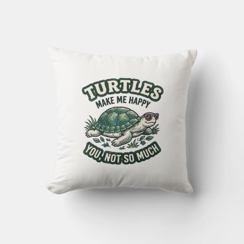 Funny Turtle Make Me Happy Vintage  Throw Pillow
