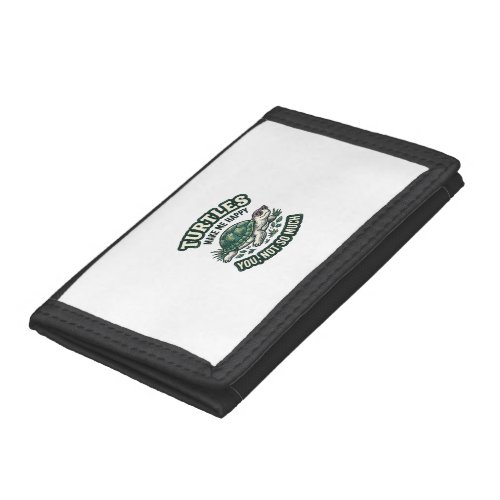 Funny Turtle Make Me Happy Vintage  Trifold Wallet