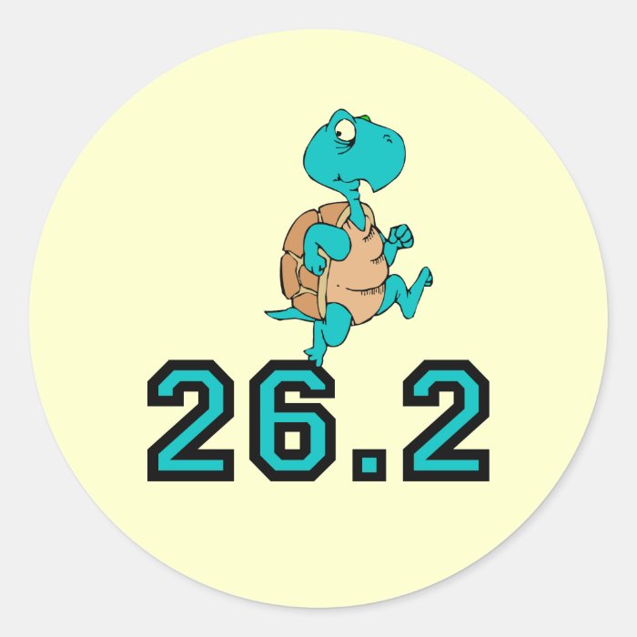 Funny turtle marathon round sticker