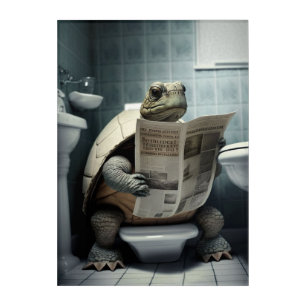 Funny Turtle on Bathroom Toilet Wildlife Animals Acrylic Print
