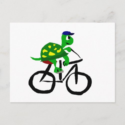 Funny Turtle Riding Bicycle Postcard
