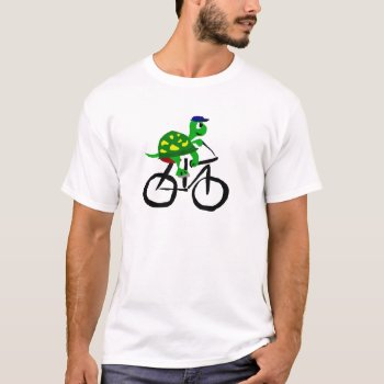Funny Turtle Riding Bicycle T-shirt by naturesmiles at Zazzle