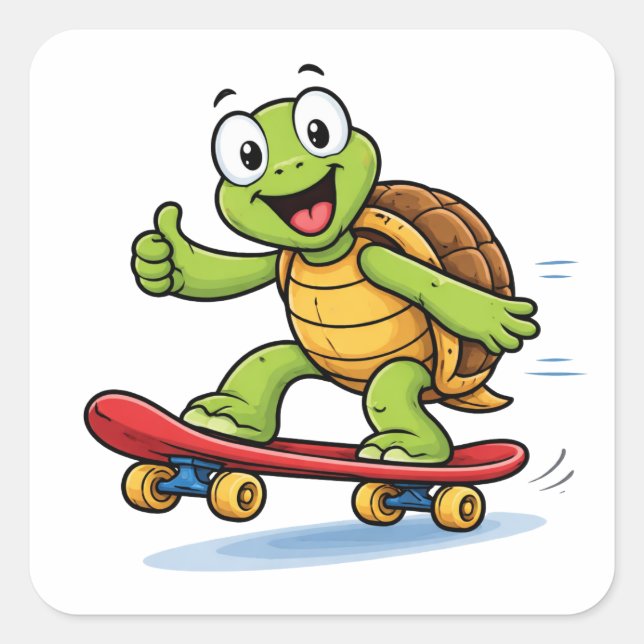 Funny Turtle Skateboard Cartoon Art Sticker (Front)