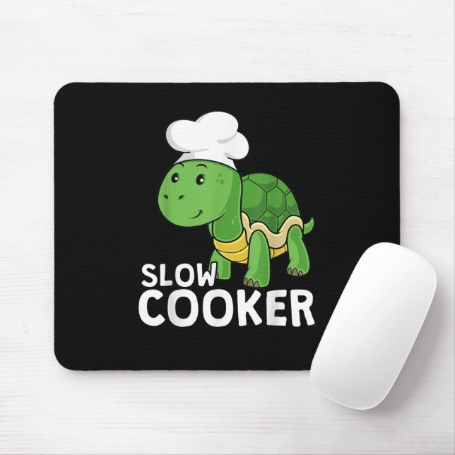 Funny Turtle Slow Cooker Chef Cooking Tortoise Mouse Pad (With Mouse)