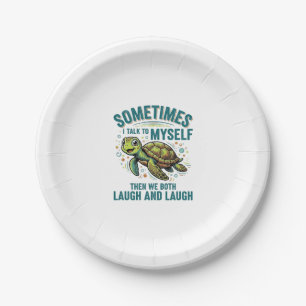 Funny Turtle Talking To Myself Vintage Shirt Desig Paper Plates