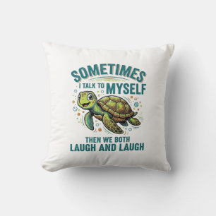 Funny Turtle Talking To Myself Vintage Shirt Desig Throw Pillow