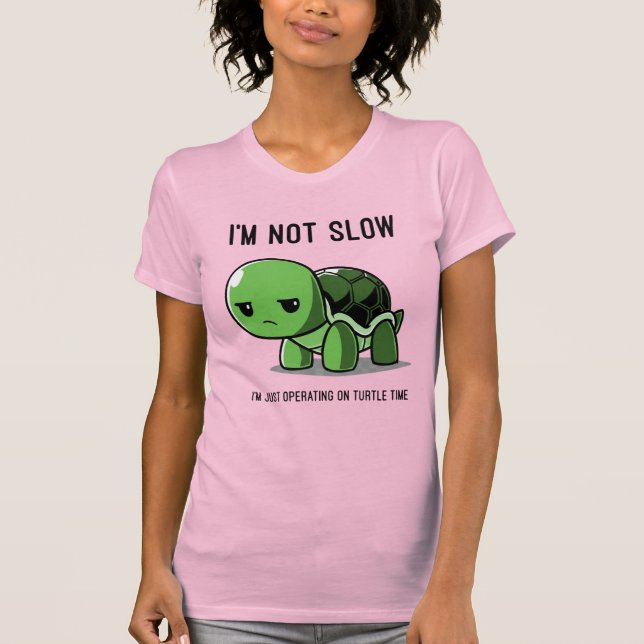 Funny Turtle Time Not Slow Women’s Slim Fit Tee (Front)