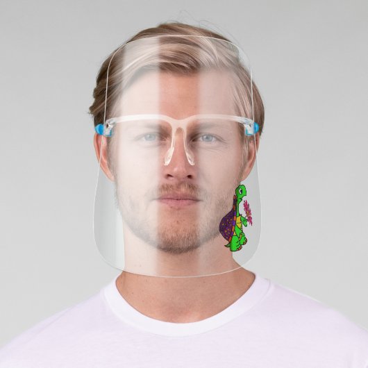 Funny Turtle with Daisy Flower Cartoon Face Shield (Insitu)