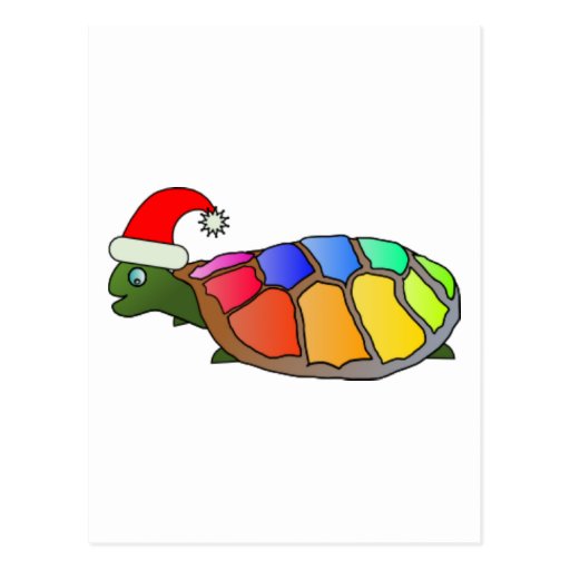 Funny Turtle with Santa Hat Postcard | Zazzle