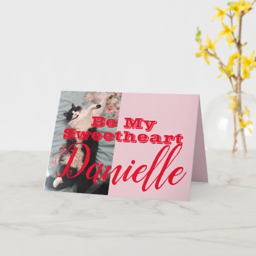 Funny Tuxedo Cat Be My Sweetheart Womans Name Card