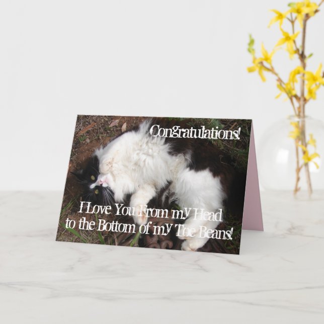 Funny Tuxedo Cat Birthday Love You Toe Beans Card (Yellow Flower)