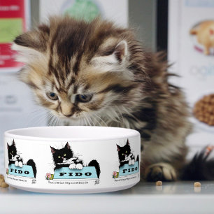 Funny Tuxedo Cat Dog's Bowl Purple