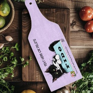 Funny Tuxedo Cat Dog's Bowl Purple Cutting Board