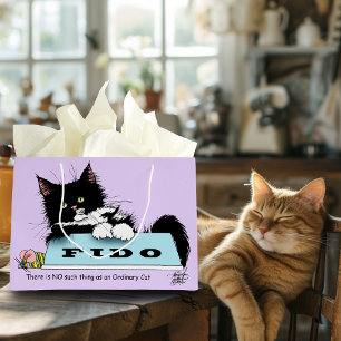 Funny Tuxedo Cat Dog's Bowl Purple Large Gift Bag