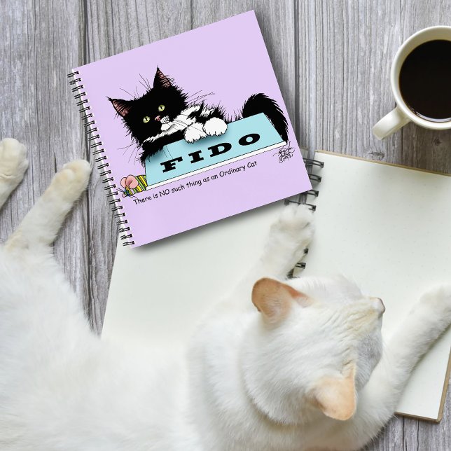 Funny Tuxedo Cat Dog's Bowl Purple Notebook (Creator Uploaded)