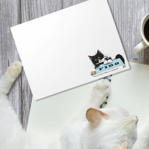 Funny Tuxedo Cat Dog's Bowl Purple Notepad