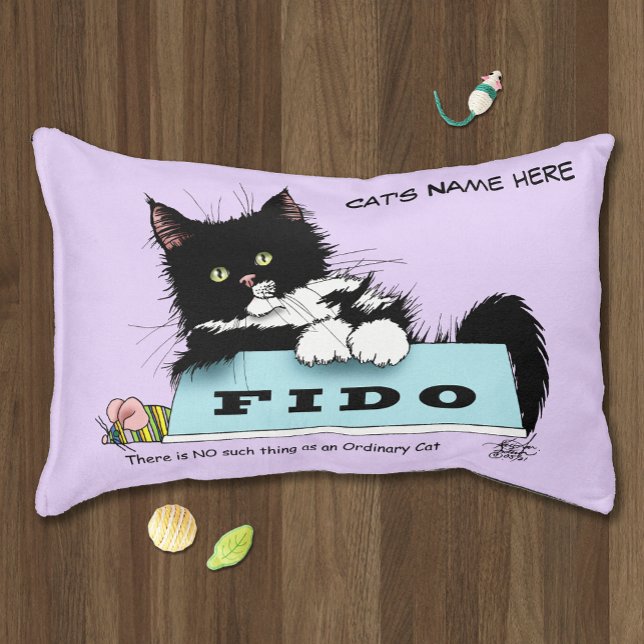 Funny Tuxedo Cat Dog's Bowl Purple Pet Bed (Creator Uploaded)