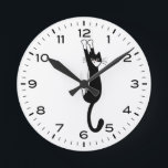 Funny Tuxedo Cat Hanging On Black and White Round Clock<br><div class="desc">A funny wall clock for the home or office. Tuxedo cat hanging on with claws. Makes an original gift for black and white cat lovers. Check out Jenn’s Doodle World for even more novelty clocks and animal themed home decor.</div>