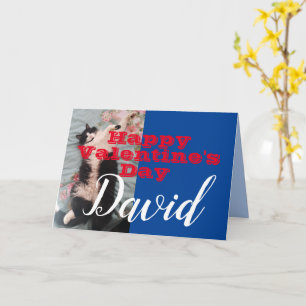 Funny Tuxedo Cat Happy Valentine's Day Name Card