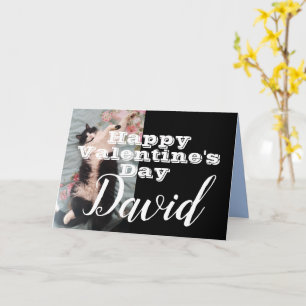 Funny Tuxedo Cat Happy Valentine's Day Name Card