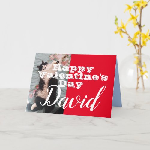 Funny Tuxedo Cat Happy Valentines Day Name Card