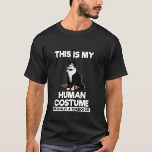 Funny Tuxedo Cat Lover Halloween This Is My Human T-Shirt