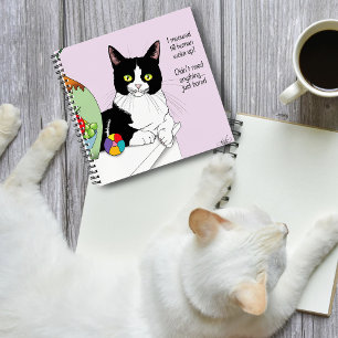 Funny Tuxedo Cat Morning Meowing Humor Lavender Notebook