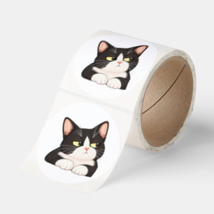 Funny Tuxedo Cat Sticker Roll – Cute Judging Cat