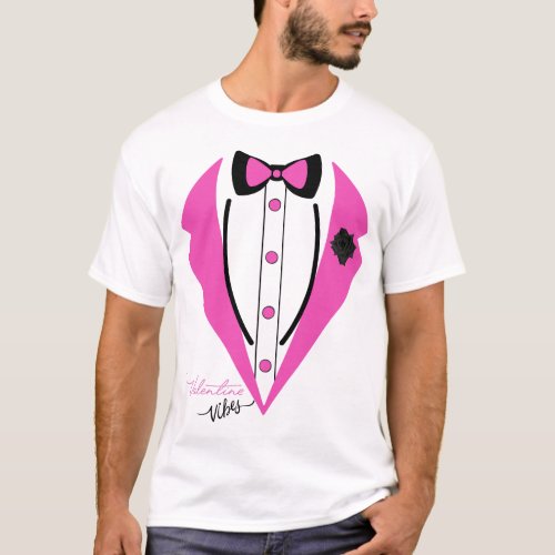 Funny Tuxedo Costume Valentines Day Pink Tuxedo  T_Shirt