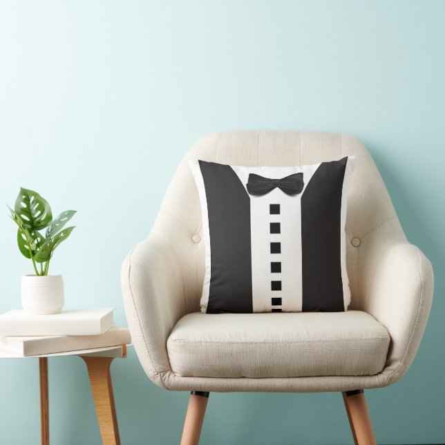 Funny Tuxedo 🎩 Cute Minimalist Elegance Throw Pillow (Chair)
