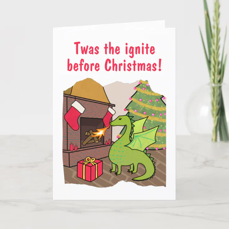Funny Twas the night before Christmas dragon Holiday Card | Zazzle