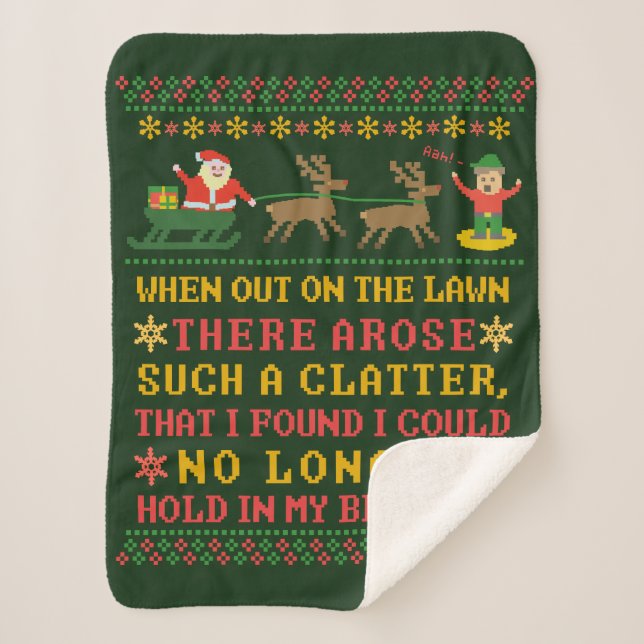 Funny Twas the Night Before Christmas Humorous Sherpa Blanket (Front)