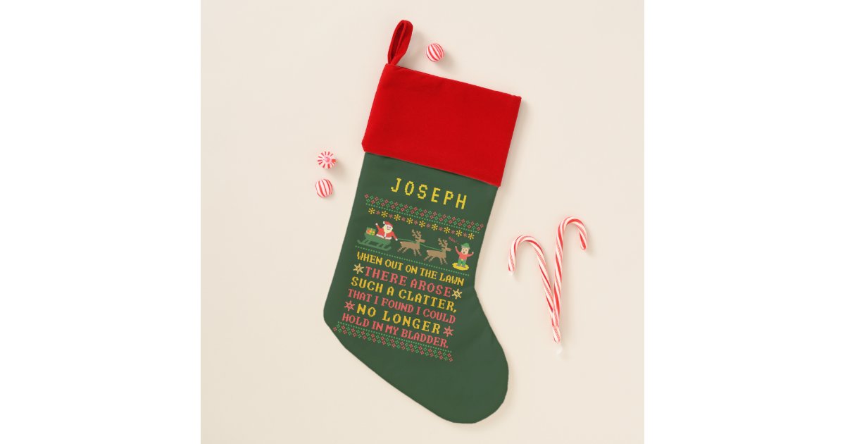 Funny Twas the Night Before Christmas Personalized Small Christmas Stocking  | Zazzle