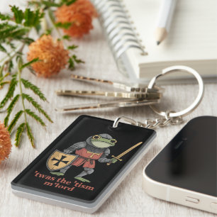 Funny T'was The 'Tism M'Lord Medieval Knight Frog  Keychain