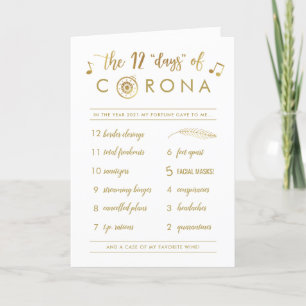 Funny Twelve Days of Corona Christmas Gold White Holiday Card
