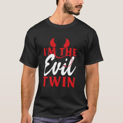 Funny Twin  For Evil Kids Boys Girls Cool Matching T_Shirt