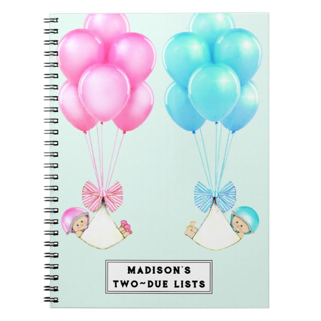 Funny Twins Pregnancy Planner Notebook (Front)