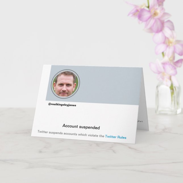 Funny Twitter Ban Humor Joke Birthday Card  (Orchid)