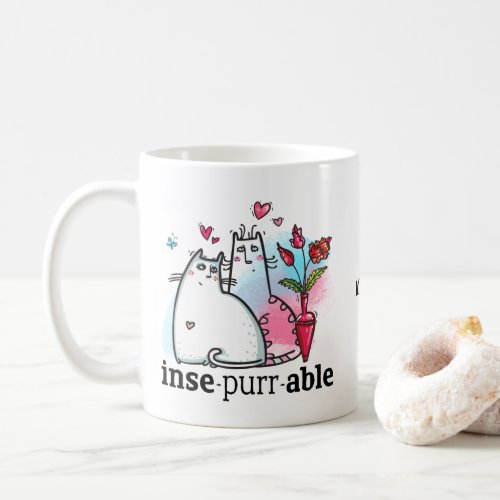 Funny Two Cats Romantic Pun Insepurrable Name Coffee Mug