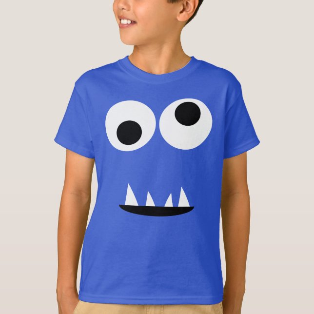 Funny Two Eyed Monster Face Silly Kids T-Shirt (Front)
