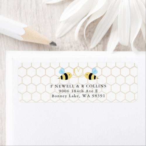 Funny Two Honeybees In Love Design Label