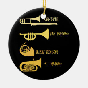 Funny Types of Trombone Player Marching Jazz Band Ceramic Ornament
